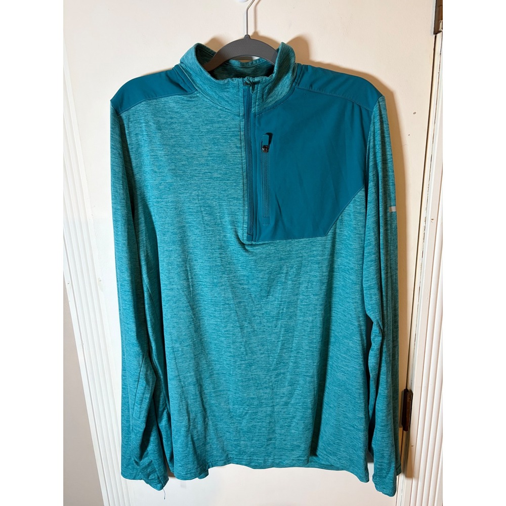 Tek Gear Mens XLT Teal Heather Dry Tek Quarter Zip Pullover Active Top